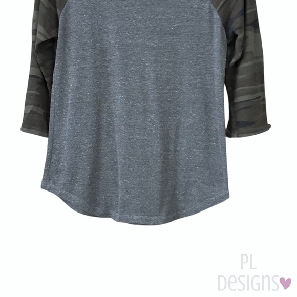 Alternative Apparel Camo Raglan Shirt Baseball Tee Medium - Picture 3 of 4